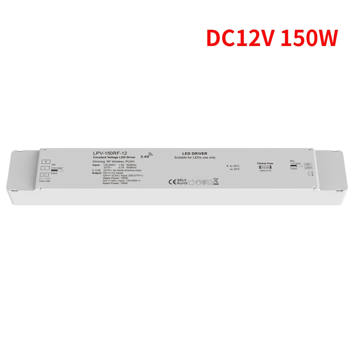 DC12/24V RF + zasilacz ze ściemniaczem stałe napięcie Push 150W LPV-150RF-12/LPV-150RF-24 dla Led Strip Light/moduły LED Driver