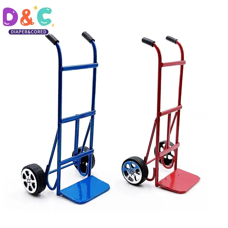 1Pc 1:6 1:12 Dollhouse Miniature Cart Wrought Iron Trolley Mini Carts Furniture Model Decor Toy Doll House Accessories