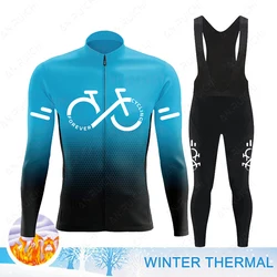 2023 Winter Thermal Fleece Cycling Jersey Set Mens Mountian Bicycle Clothes Wear Ropa Ciclismo Racing Team Bike Cycling Clothing