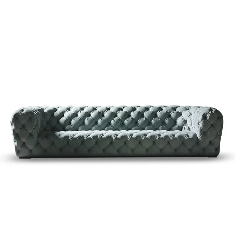 Light luxury matte leather three-person sofa