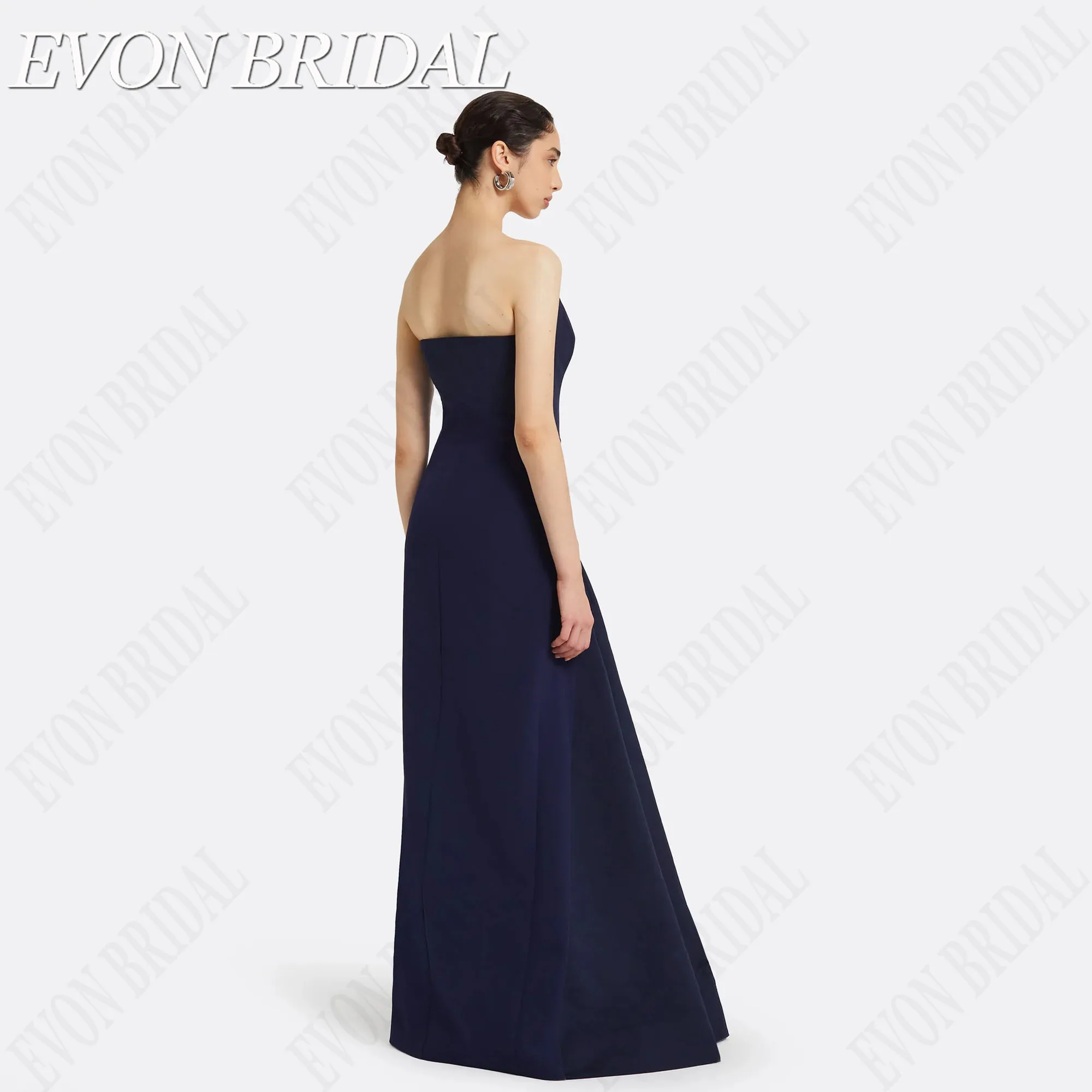 EVON BRIDAL Eenvoudige strapless mouwloze avondjurk zonder rugleuning Satijn فساتين للمناسبات الخاصة Vloerlengte feestjurken aangepast Eenvoudige strapless mouwloze avondjurk rugloos satijn jurken voor speciale gelegen