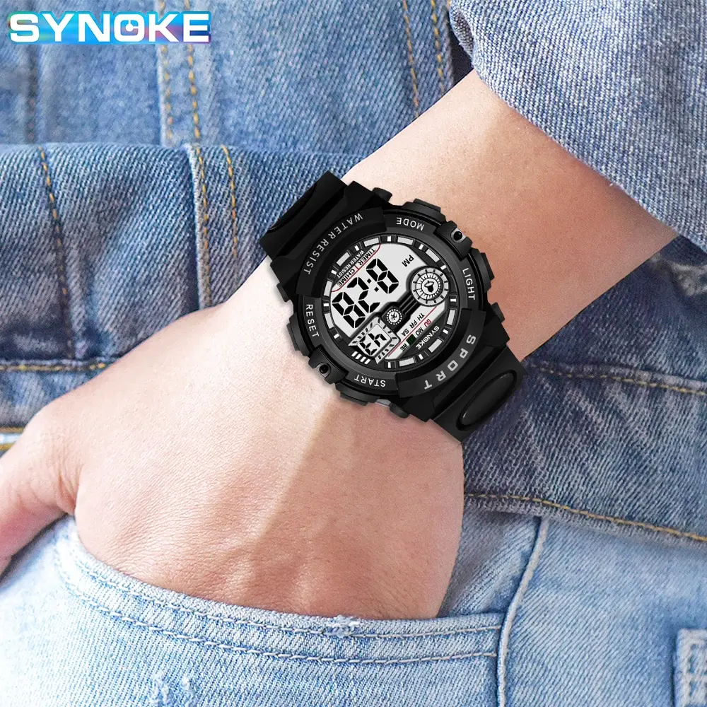 SYNOKE Men Student Movement Digital Watch Waterproof Fall Proof And Shock Resistant Multi Function Sports Watch Boy Luminous