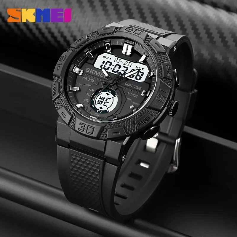 Skmei Mens Casual Stopwatch Clendar Clock 50M Waterproof Wristwatches Reloj Hombre Multifunctional LED Light Digital Watch 1881