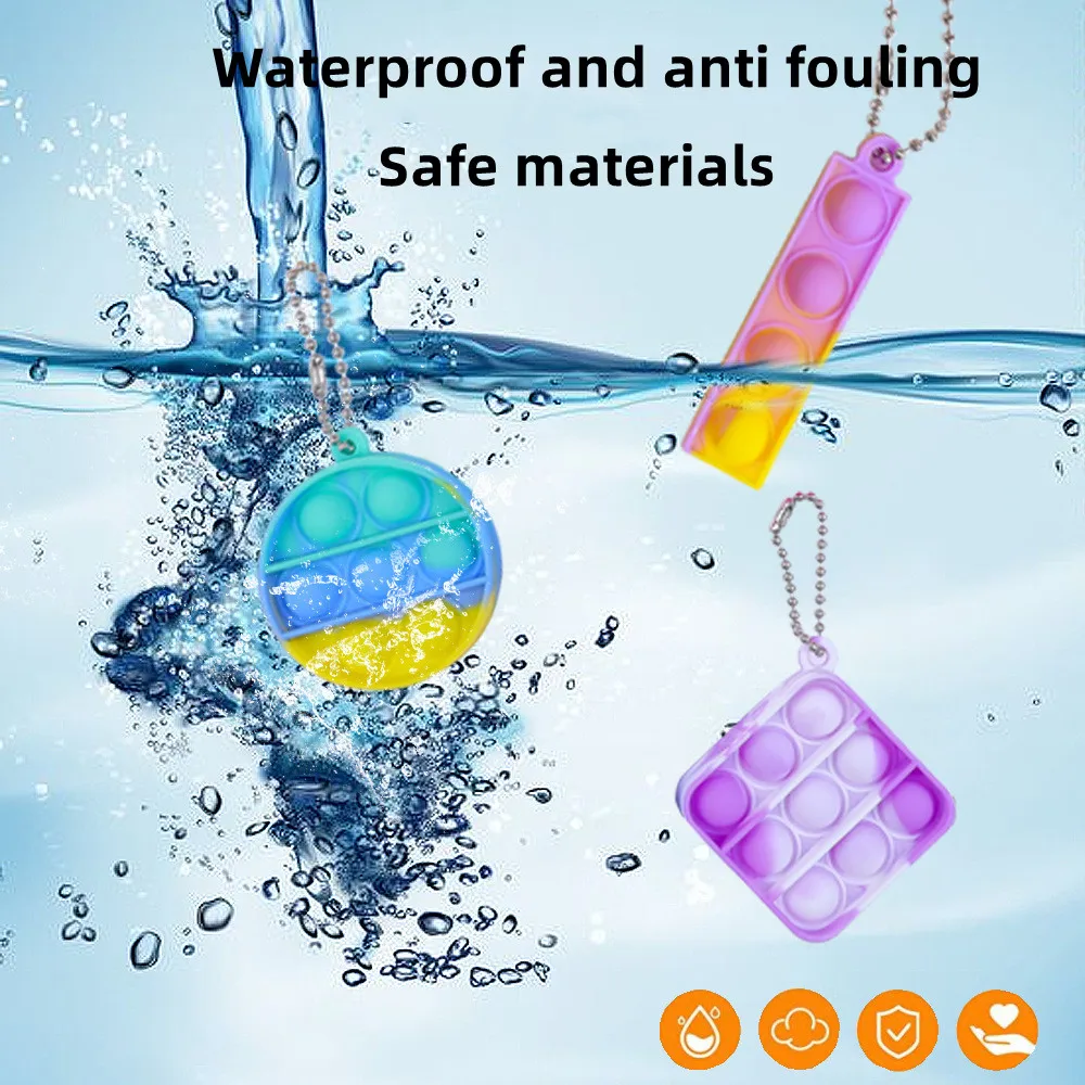 

Mini Keychain Kids Keychain Pendant Silicone Decompression Finger Bubble Press Childrens Gifts Stress Relief Anxiety StressToy