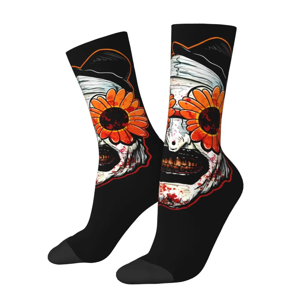 Scary Slasher Movie Sweat Absorbing Socks para homens e mulheres, Arte engraçada, Crispies Terrifier Clown Merch, Meias super macias