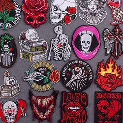 Embroidered Patch Gothic Clothing Thermoadhesive Patches On Clothes DIY Skull Patches For Clothes Stripes Badges On Backpack