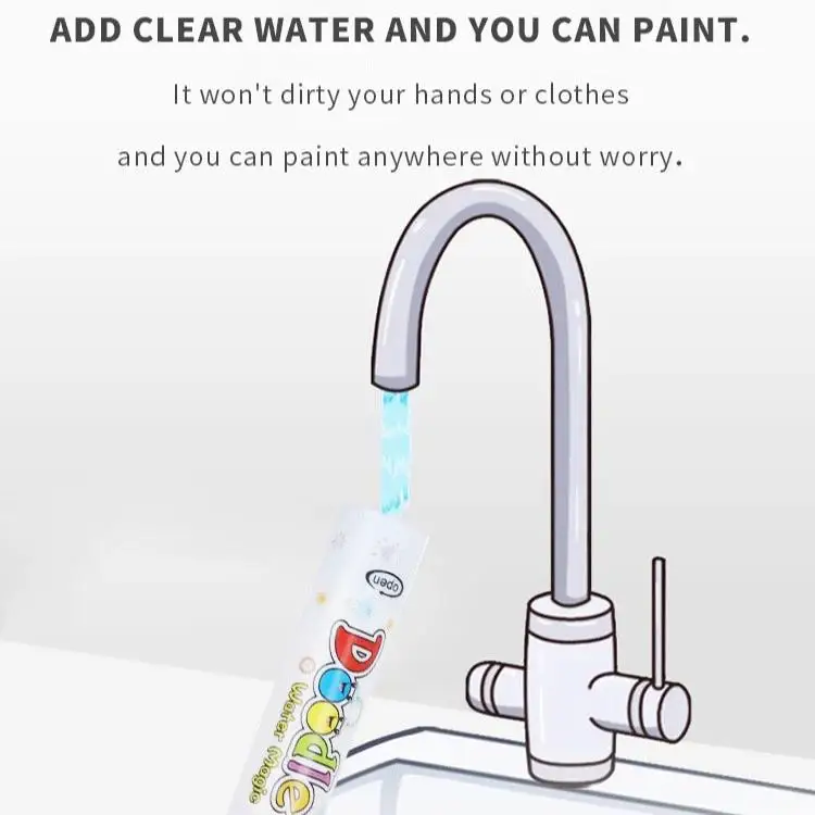 1/4 Stück wiederverwendbarer magischer Wasserstift für Wasser-Malbücher, sauberer Zeichen- und Malstift, nachfüllbarer magischer Wasserpinsel – Detail 12