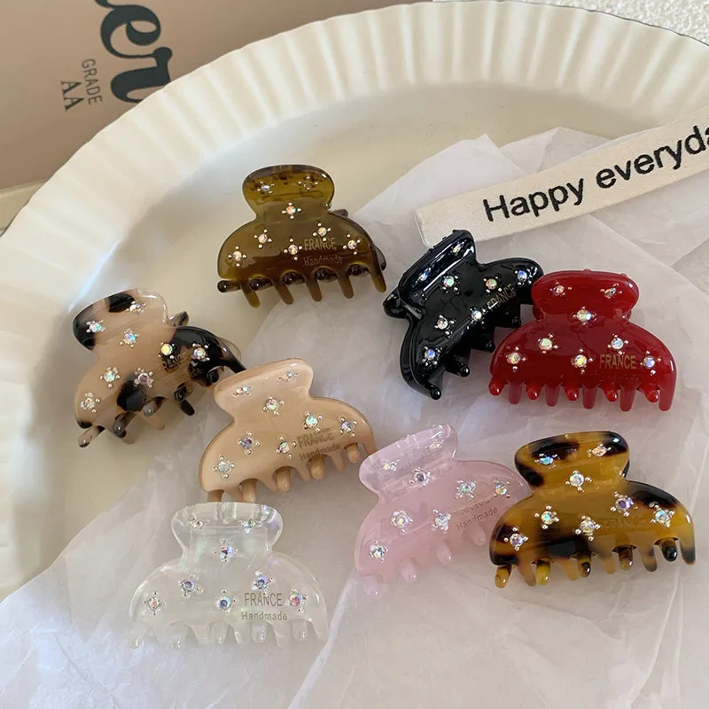 Koreański nowy uroczy 3.5cm Full Star Rhinestone mały półkola spinka do włosów moda octan Top klips z frędzlami akcesoria do włosów — zdjęcie 6