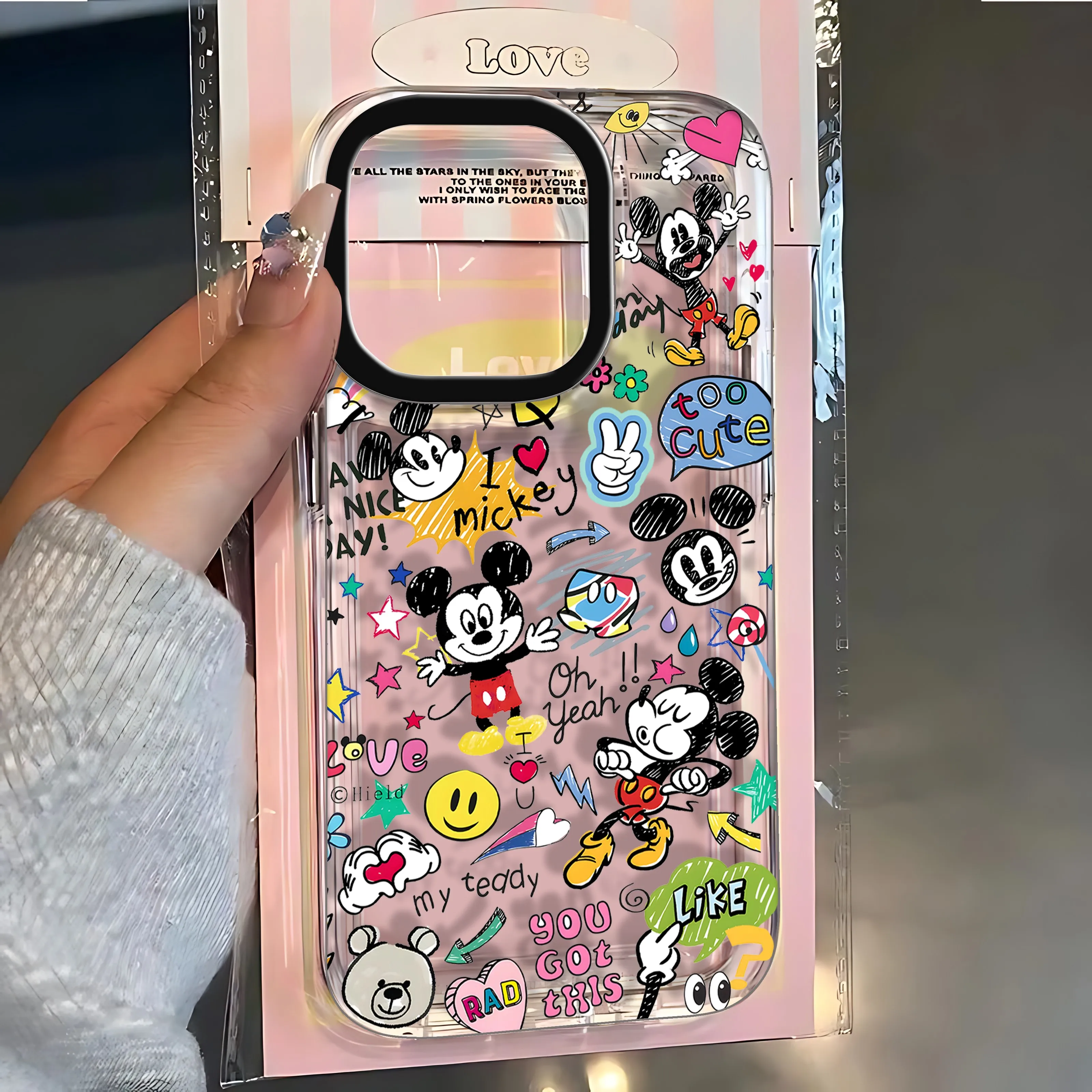 Funny Ins Cute Mickeys Mouse Clear Space Case For Xiaomi Mi 10T 11 12 12Lite 12T 13 14 Poco F4 F5 X4 X5 M45 Pro 5G Transparent