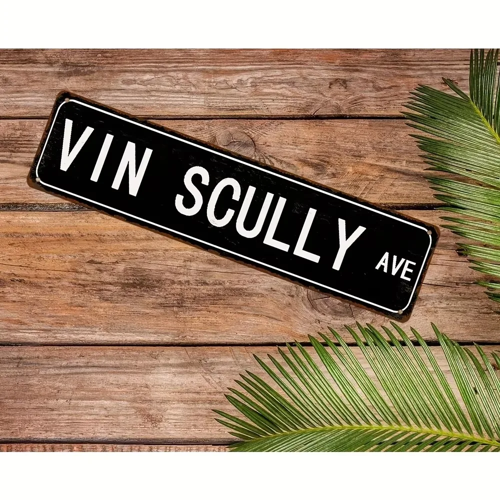 2D Flat 1Pc Vintage Vin Scully Avenue Aluminum Wall Plaque Multipurpose Decor Gift for Home Restaurant Bar Man Cave