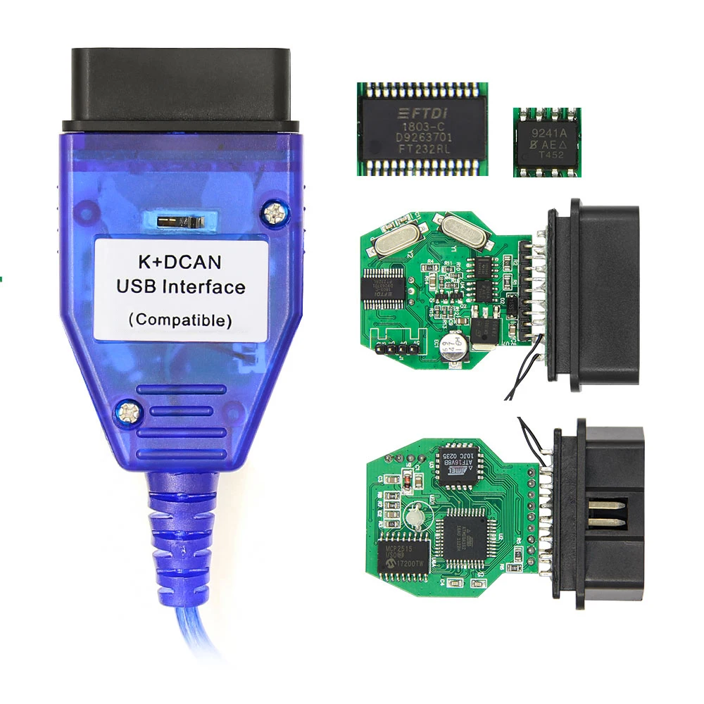 K DCAN K+CAN With FT232RL Chip K CAN With Switch OBD 2 OBD2 Car Diagnostic Scanner Tool K Line Cable Scanner