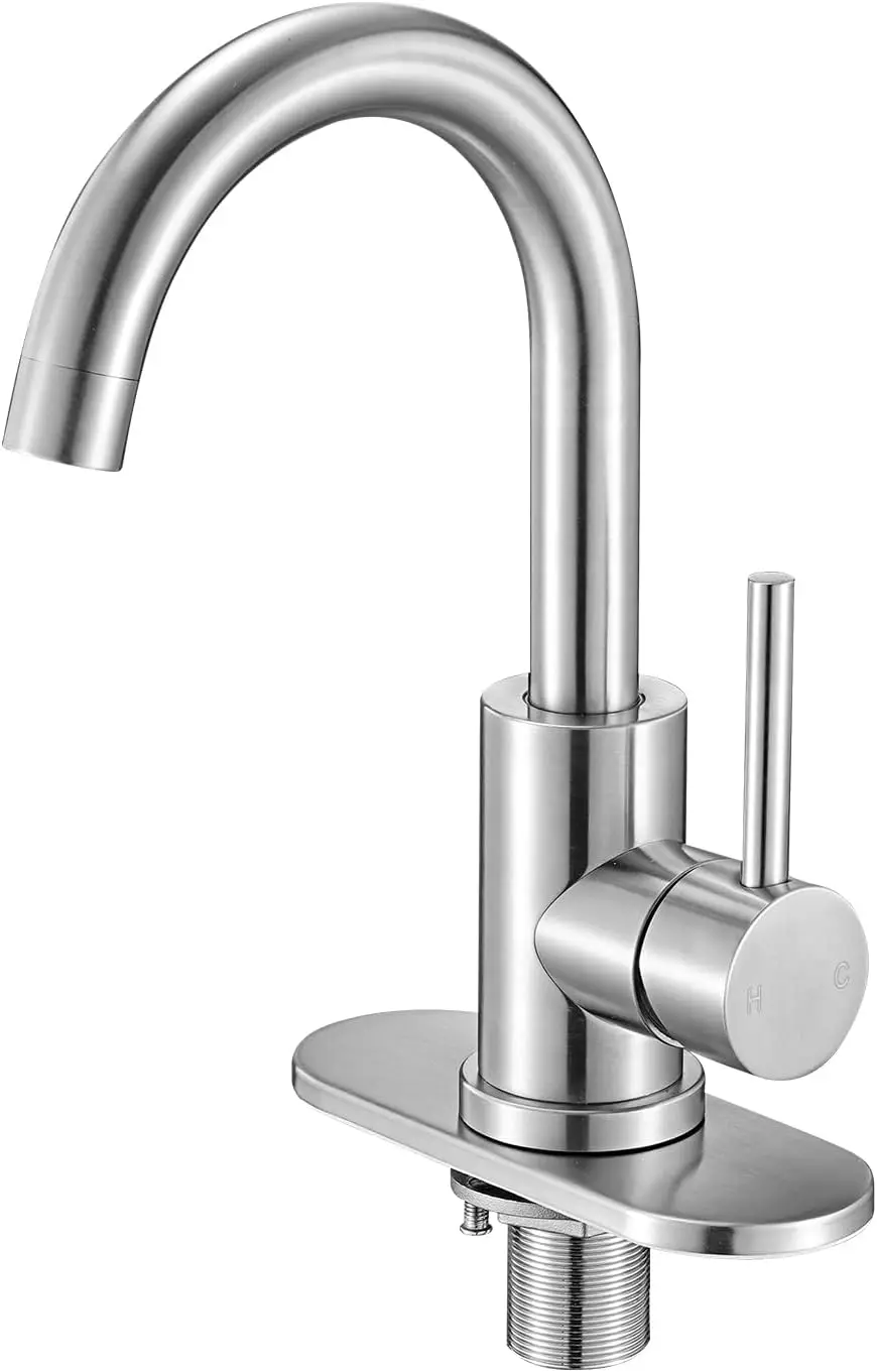 

Single Handle Sink Faucet, Kitchen Faucet Brushed Nickel Single Handle, Kitchen Water Faucets with Anti-Splash Aerator, Su