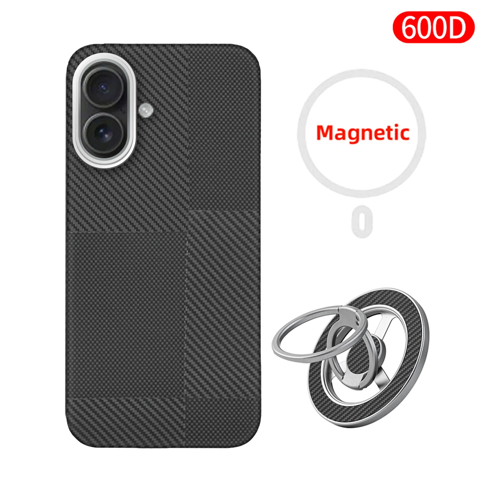 Für iPhone 17 Aramidfaser-Hülle Carbon-Kevlar-Gewebe Dünne Hartschale Magnetisch Schwarz Schlank Leicht Rot 600D Premium 1500D