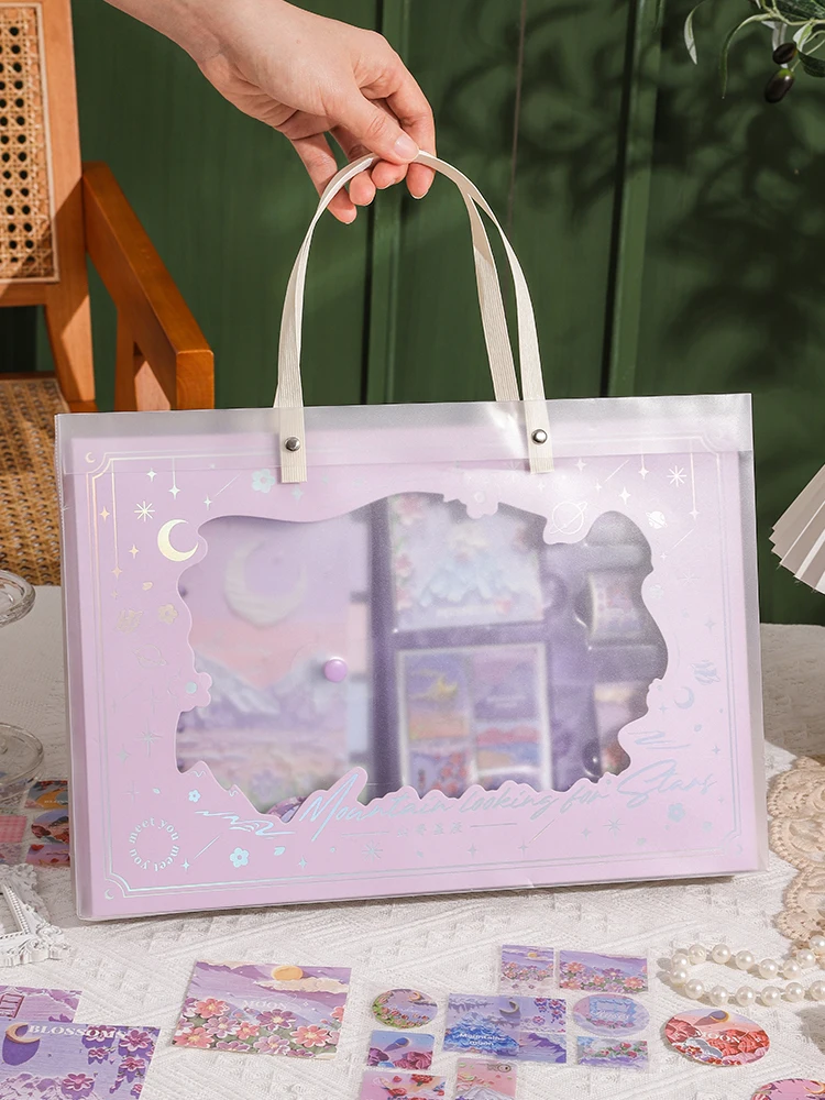 Scrapbooking Set Retro Oil Painting Style Gift Box Scrapbooking Supplies Sticker Notebook Decor Paper