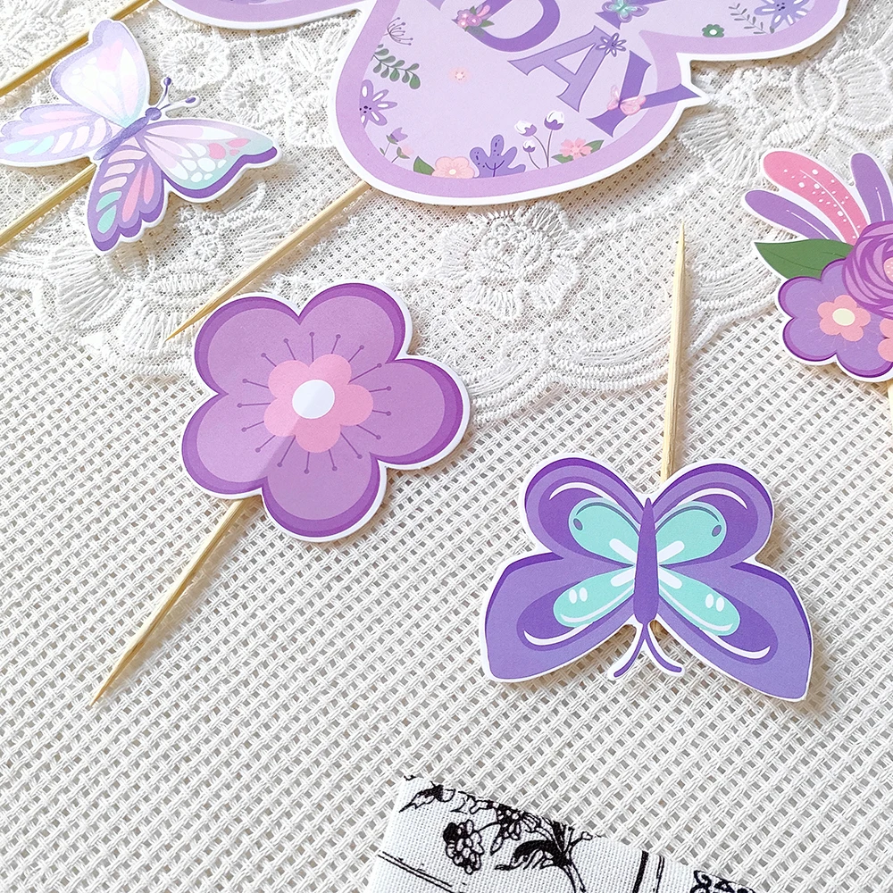 Butterfly Theme Decorations Butterfly Pull Flag Spiral Topper Kids Girls Birthday Wedding Party Decorations Baby Shower Suppiles