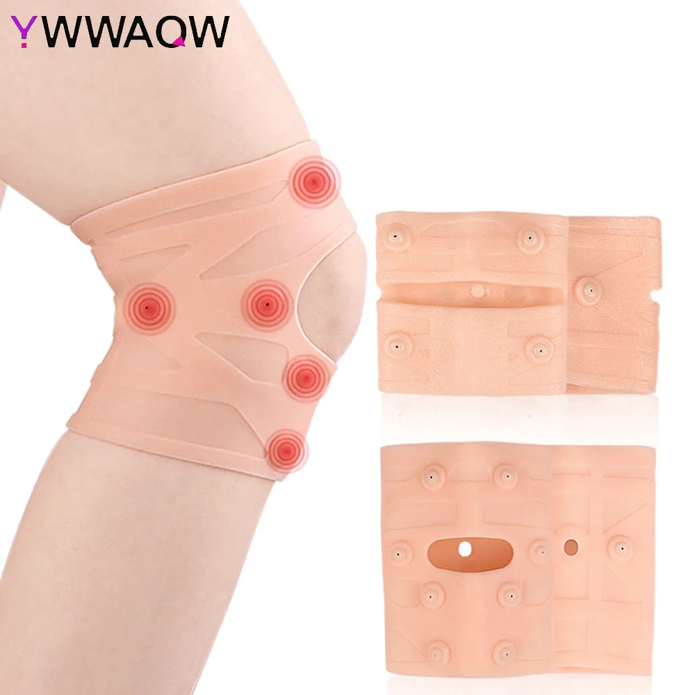 1PC Magnetic Knee Brace, Silicone Compression Sleeve Support Brace, Waterproof Patella Knee Pad Protectors for Sport Meniscus