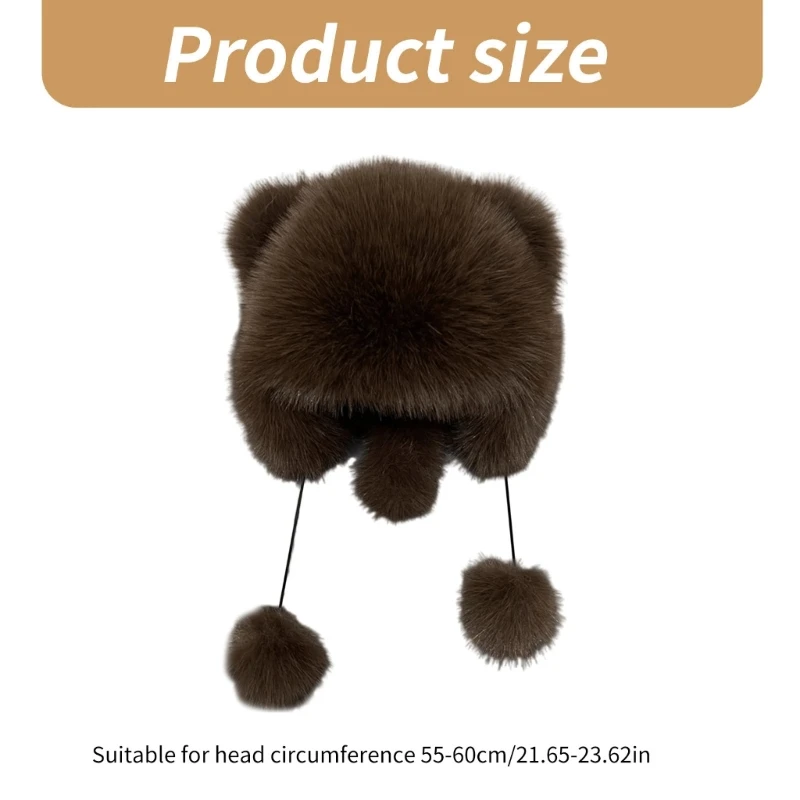 ผู้หญิงหัวห่อ Thicken Furry หมีหมวกสำหรับปีนเขาเล่นสกีกีฬา Headwear Dropship