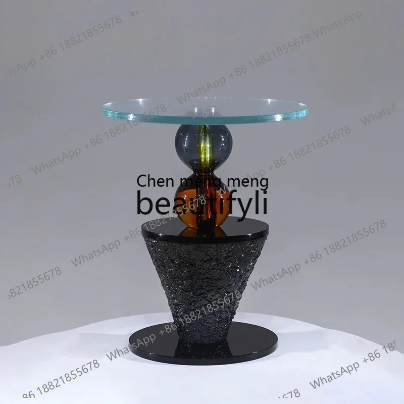 

LHY26 ss Light Luxury Sofa Side Table Living Room Home Small Coffee Table Transparent Acrylic Resin Designer Style Small Round