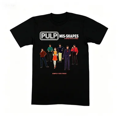 Vintage Pulp Mis-Shapes Band Graphic Tee Retro British Rock Casual Cotton T-shirt for Fans Daily Wear