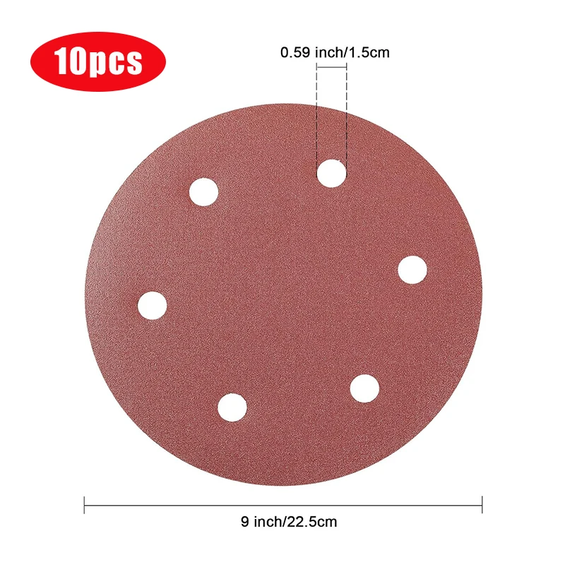 9 inch 6 Hole 225mm Wall Sander Sandpaper Metal Grinding Disc Abrasive Polishing Tool 60-600 Grit Sanding Discs