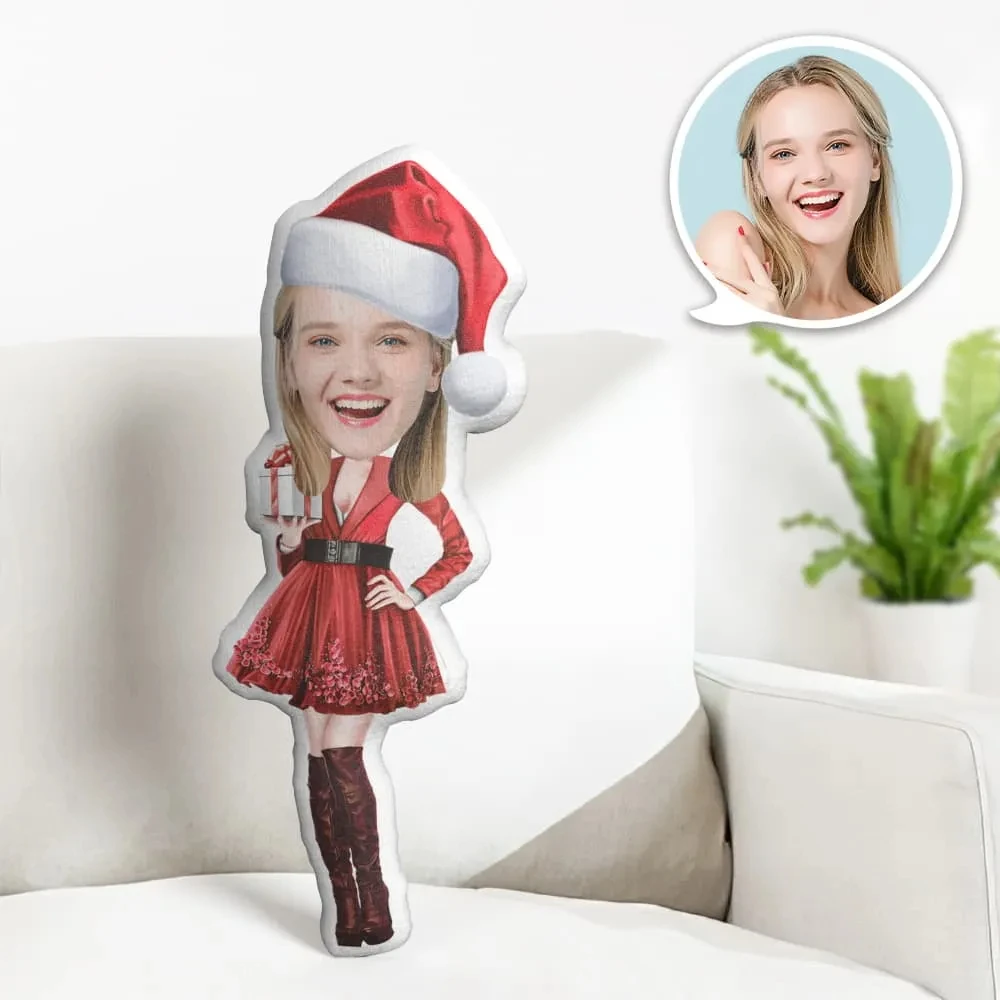 Benutzerdefiniertes Gesichtskissen, personalisiertes Fotokissen, Weihnachtskleid, MiniMe-Kissen, Geschenke für Weihnachten