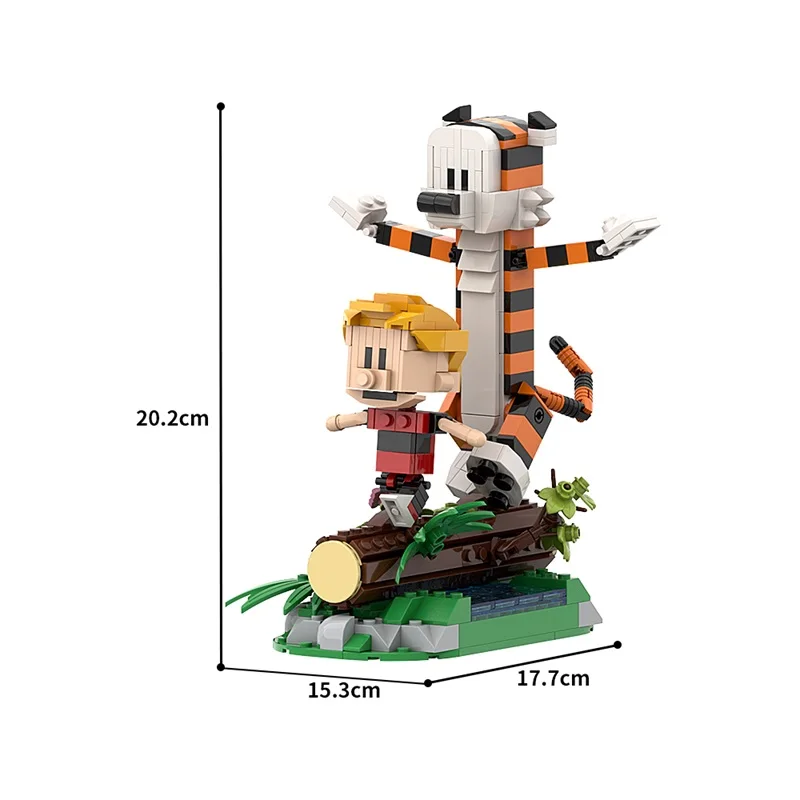 MOC-juego de disparos Calvined y Hobbes Tiger, bloques de construcción, modelo clásico, figuras de acción de Anime, ladrillos, rompecabezas,