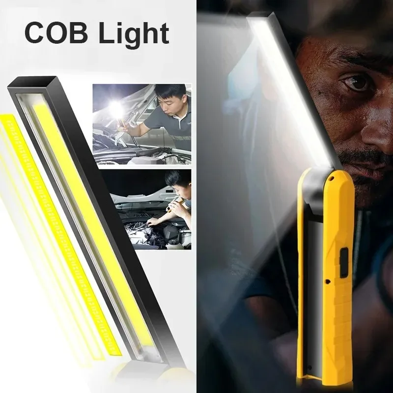 Portable COB Working Light Magnetic Flashlight USB Rechargeable Flexible Inspection Hand Lamp Worklight Outdoor image 5