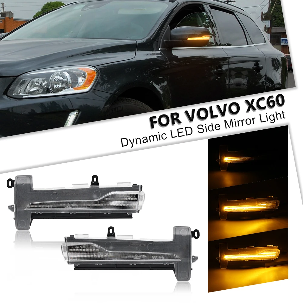 

Dynamic LED Turn Signal Light For Volvo XC60 2014 2015 2016 2017 Side Mirror Indicator Sequential Blinker Lamp OEM#:31371878