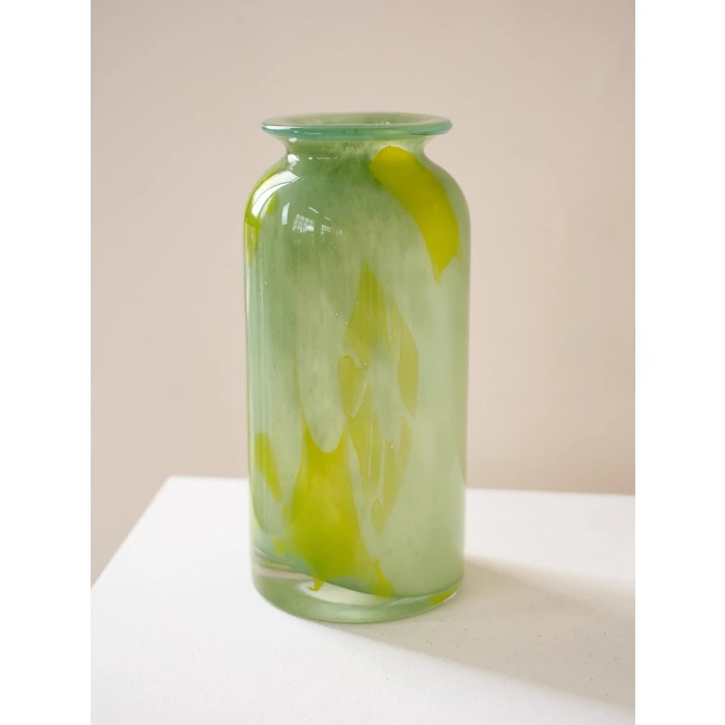 

Design new Chinese green jade texture gradual change medieval glass glass vase flower arrangement ornament