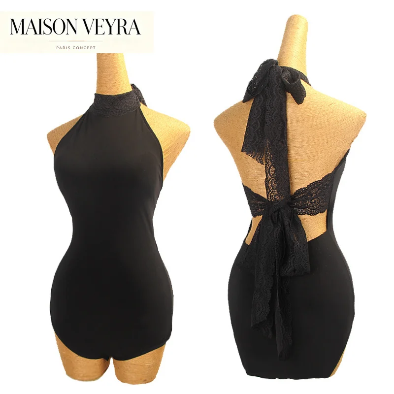 new-latin-dance-modern-dancing-costume-black-sleeveless-bareback-top-lace-for-women-tango-cha-cha-samba-practice-clothes