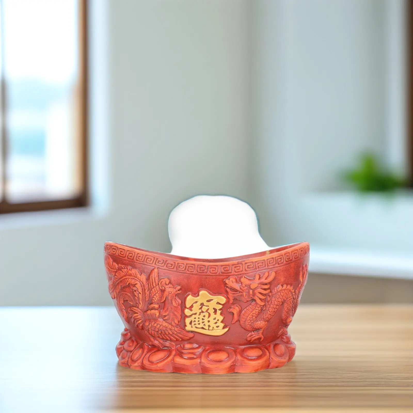 Chinese Style Embossed Dragon Phoenix Ceramic Flower Pot Home Office Garden Decoration Indoor Plant Container Unique Desktop