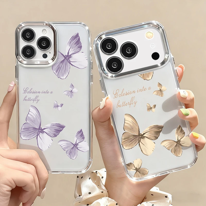 آيفون 17 برو ماكس حافظة تصفيح عدسة التطريز فراشة نمط غطاء ناعم ل فوندا آيفون 16 15 14 برو ماكس 13 12 11 الهواء #2