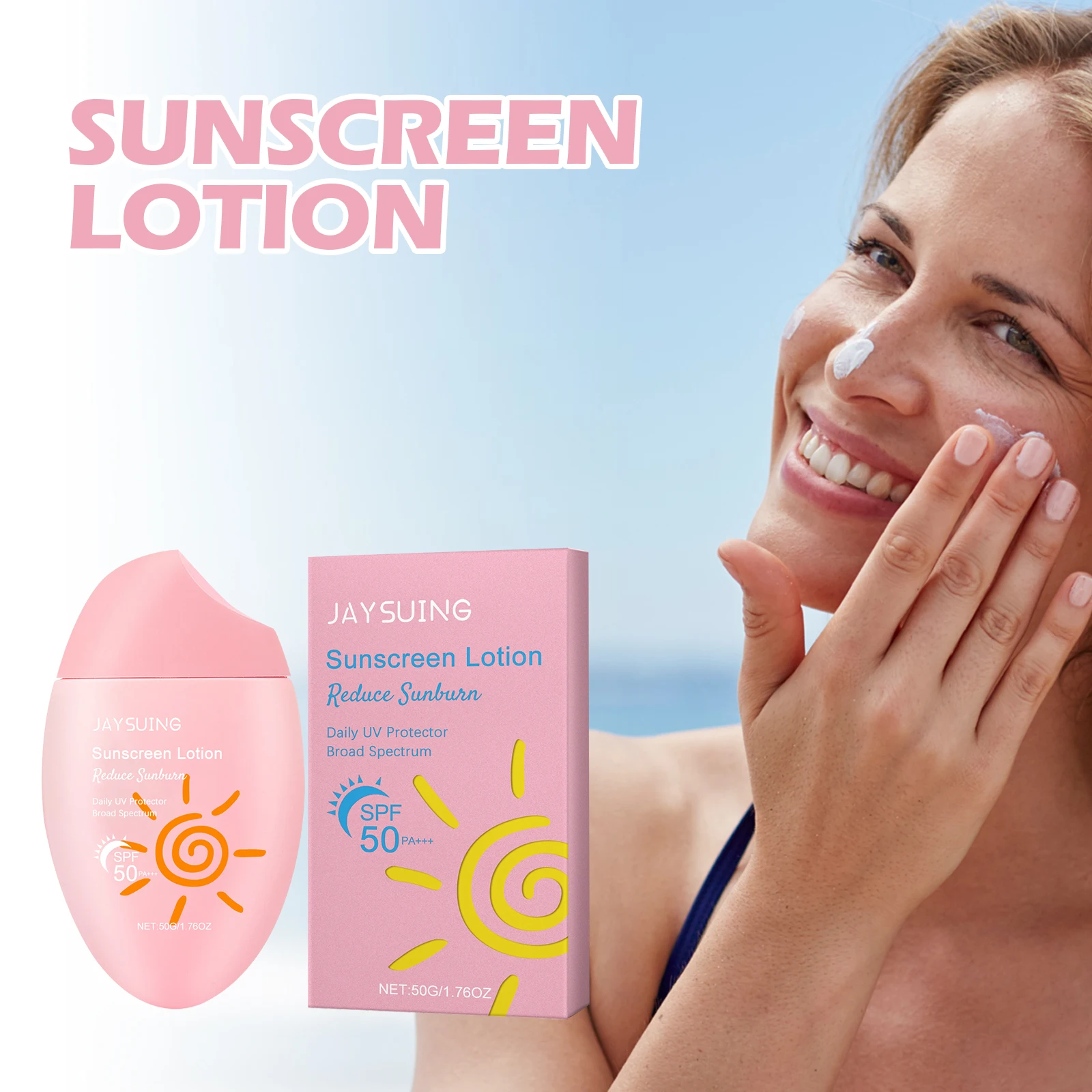 

Face Sunscreen Spf 50 Invisible Broad Spectrum Oil Free Natural Sunblock UV Protect Calming Moisturize Water Resistant Sun Cream