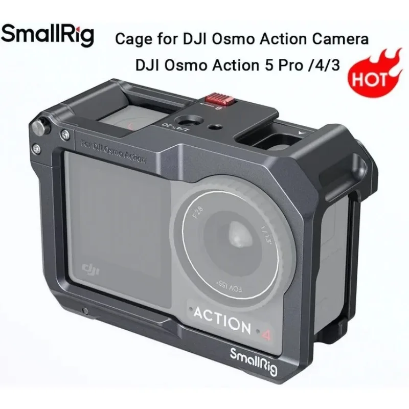 SmallRig 4119C Action 5 Pro Cage for DJI Osmo Action 5 Pro / 3 / 4 Camera Case for DJI Mic Protective Frame with Cold Shoe