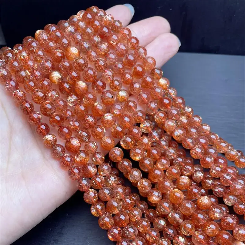 6.5MM Natural Gold Sunstone Triple Circle Bracelet Smooth Gemstone Reiki Healing Jewelry Energy Crystal Holiday Gift 1PCS