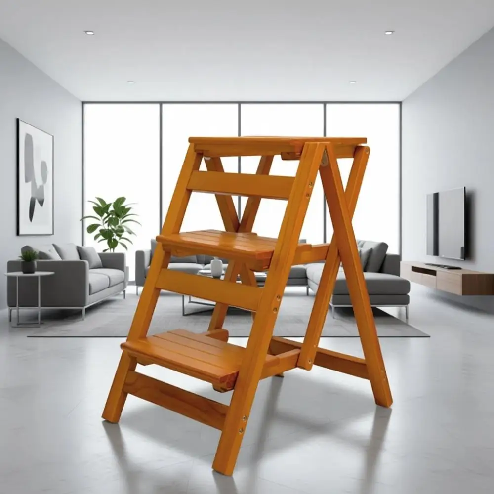 

Ergonomic Wooden Step Stool for Adults - Lightweight, Portable, Anti-Slip, and Versatile