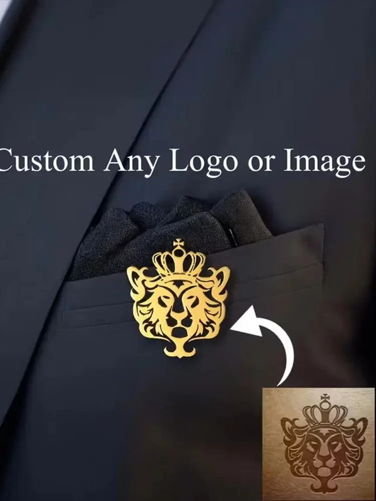 Custom Elke Logo Afbeelding Broche Roestvrij Stalen Pinnen Voor Mannen Heren Kleding Accessoires Bruiloft Verjaardag Broches Sieraden Gift - afbeelding 2