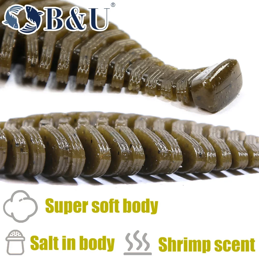 B&U Worm Lure Artificial Bait Spiner Viber Shad Wobbler Shad 92mm For Pike Bass Jigging Pesca Soft Fishing Lure