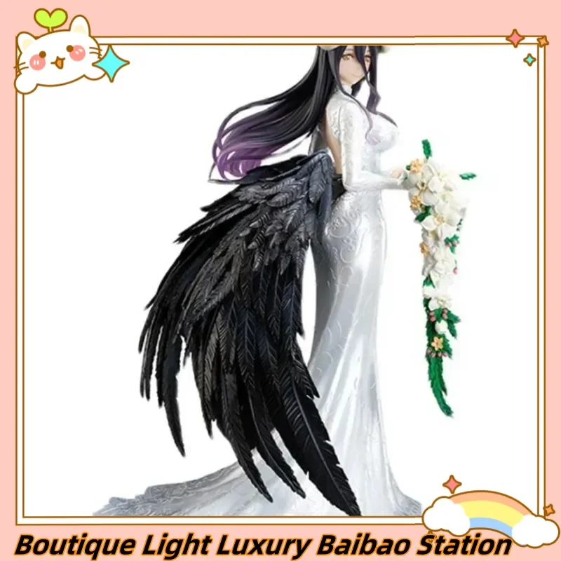 

Overlord Albedo Anime Girl Figure 25cm Large Wedding Dress Statue With Black Wings Desktop Decoration Collectible Gift For Boys