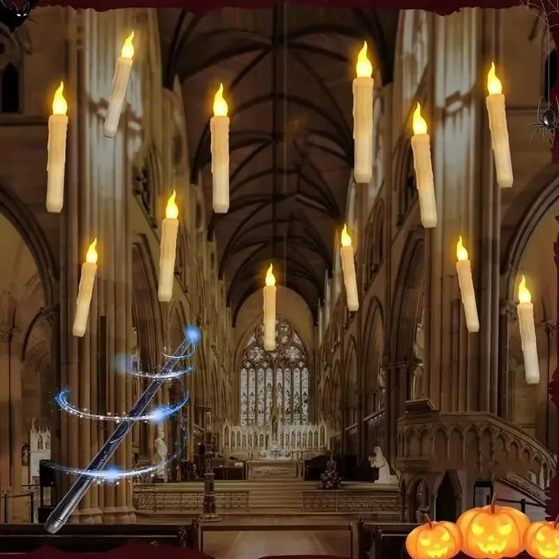 

Плавающая светодиодная свеча с волшебной палочкой, пульт дистанционного управления для дома, Хэллоуина, Рождества, вечеринки, праздника, атмосферы, свет