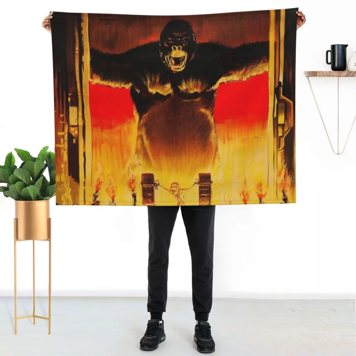 Vintage King Kong Movie Poster Throw Blanket No Pilling Soft Warm Blanket for Bed