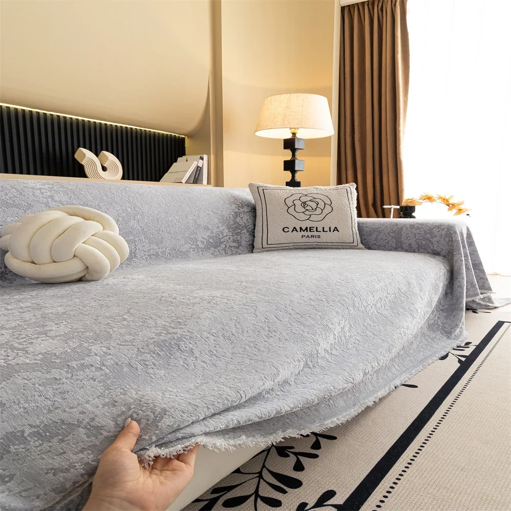 Neuer Sofabezug, Stoff, 2025, Baumwolle, Wolle, Jacquard, cremefarben, Wind, Sofakissen, Vier-Jahreszeiten-Bezug, Decke, Sofa-Handtuchbezug