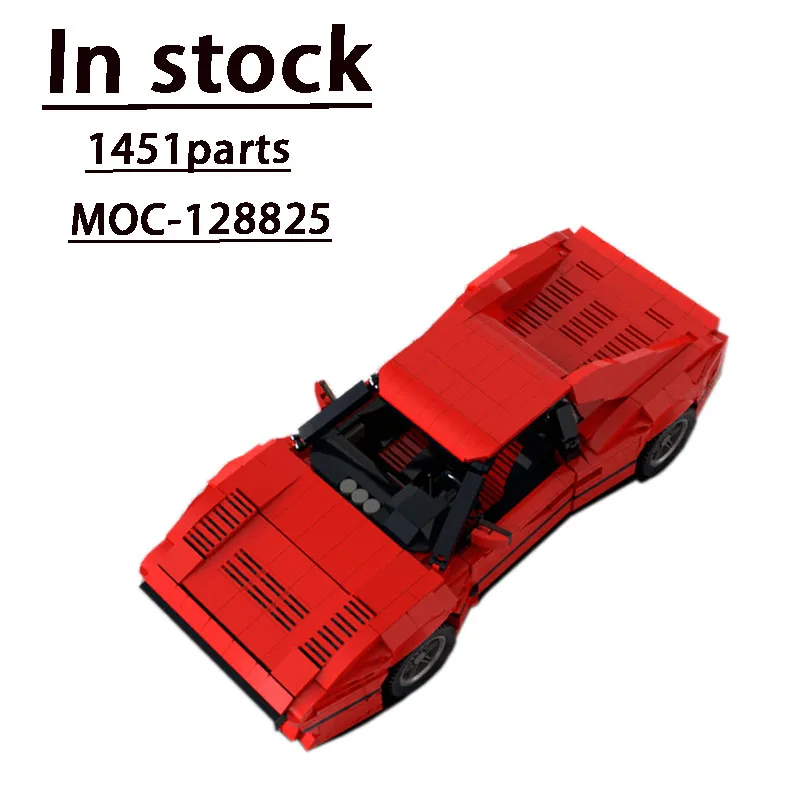 MOC-128825 الأحمر الكلاسيكي F8 سيارة رياضية سباق بنة نموذج 1451 أجزاء MOC الإبداعية بنين الأطفال عيد ميلاد بناء لعبة