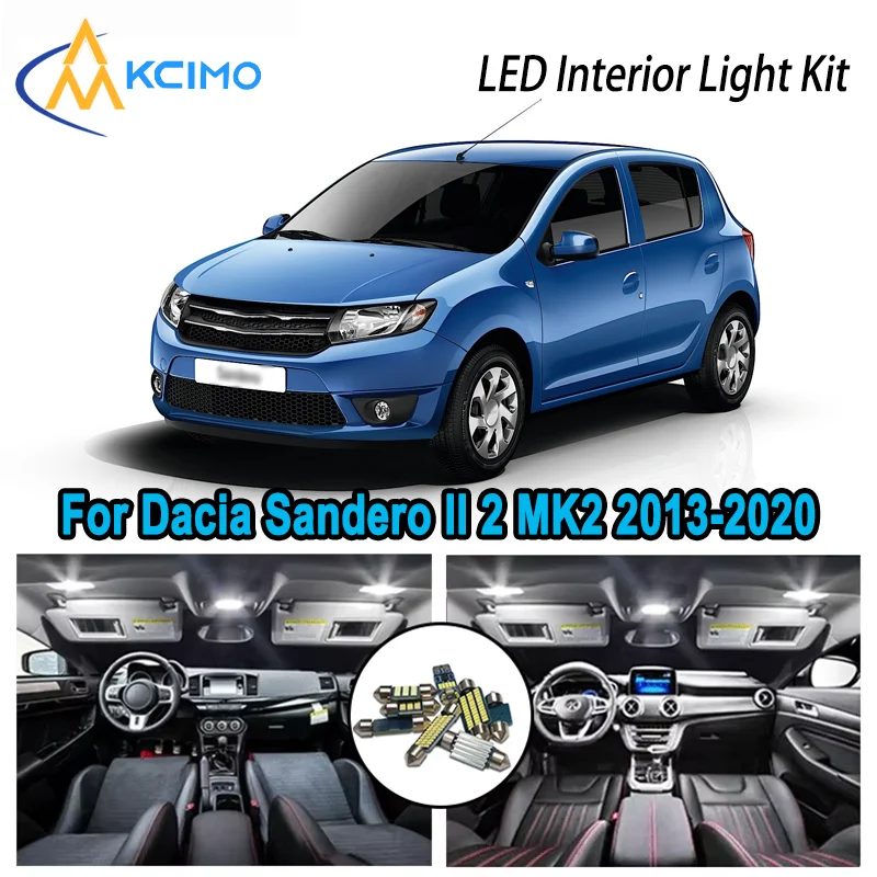 

For Dacia Sandero II 2 MK2 2013-2020 2015 Premium Bright LED Interior Dome Map Trunk Light Kit Car Led Lamps Canbus No Error