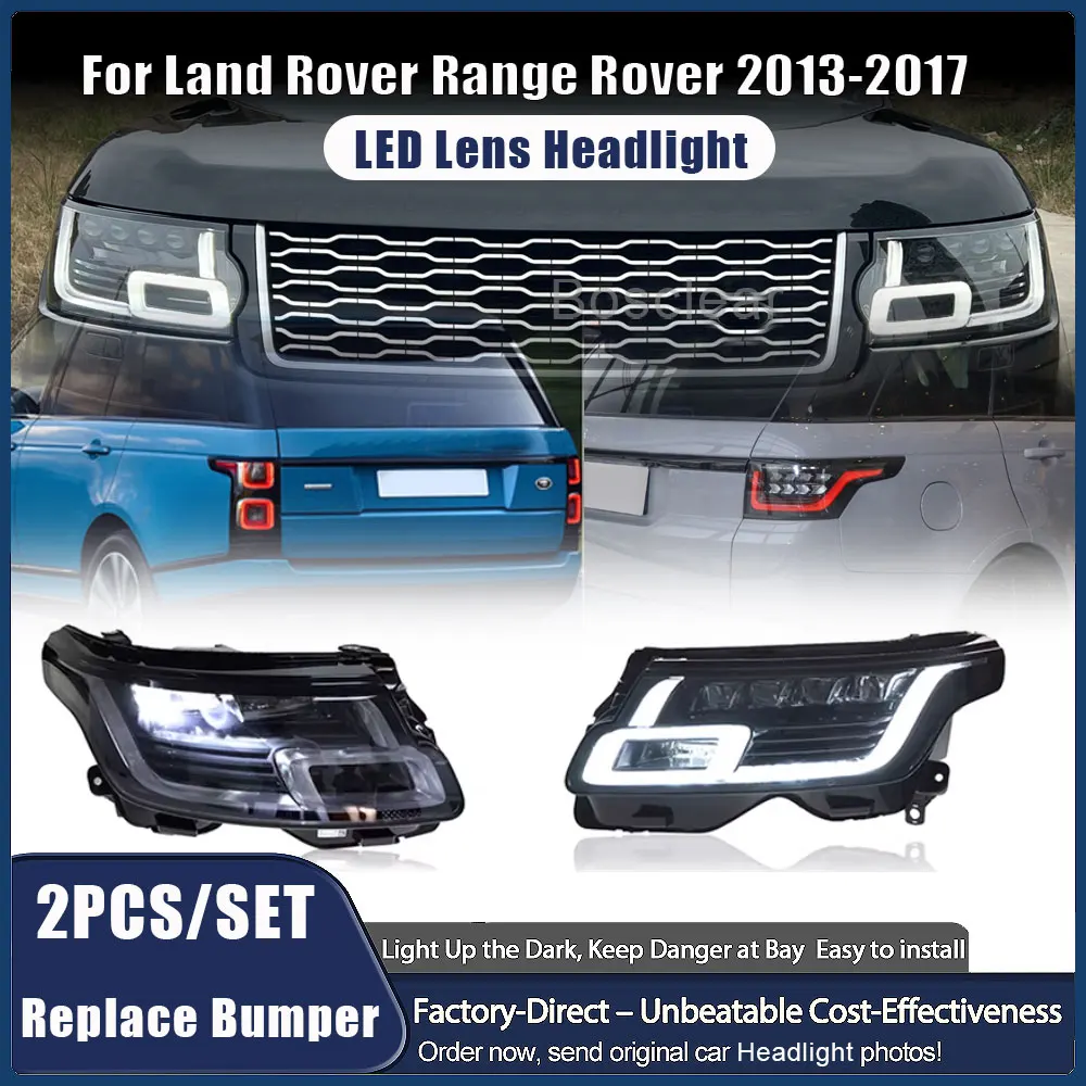 Headlamp Taillights for Land Rover Range Rover 2013-2017 L405 Upgrade Matrix Headlight LED 4 Lens Plug and Play Auto Accessories