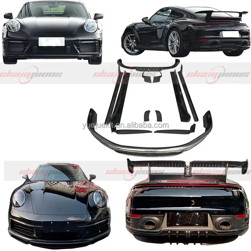 طقم هيكل من ألياف الكربون الجافة طراز TH عالي الجودة لـ 911 992 يتضمن أجزاء الضبط الخارجية للمصدات الأمامية والخلفية #1