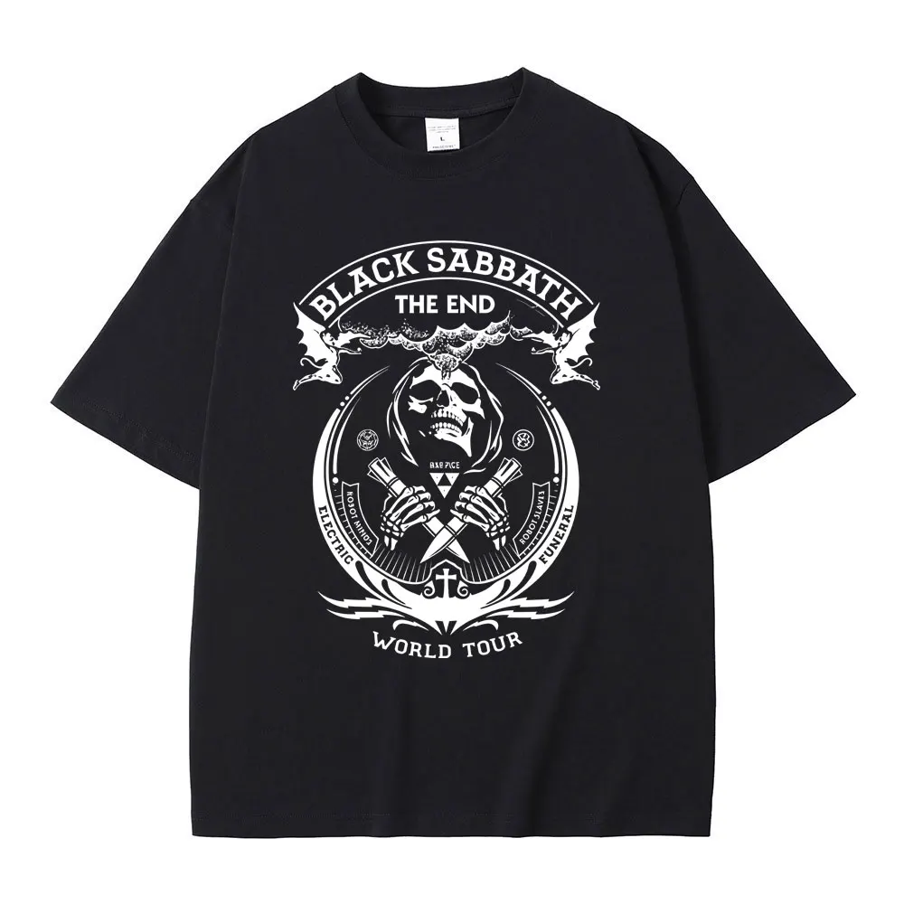 

Heavy Metal Rock Band Black Sabbath World Tour T-shirts Skeleton Graphic T Shirt Men Women Gothic Punk Vintage Oversized T-shirt