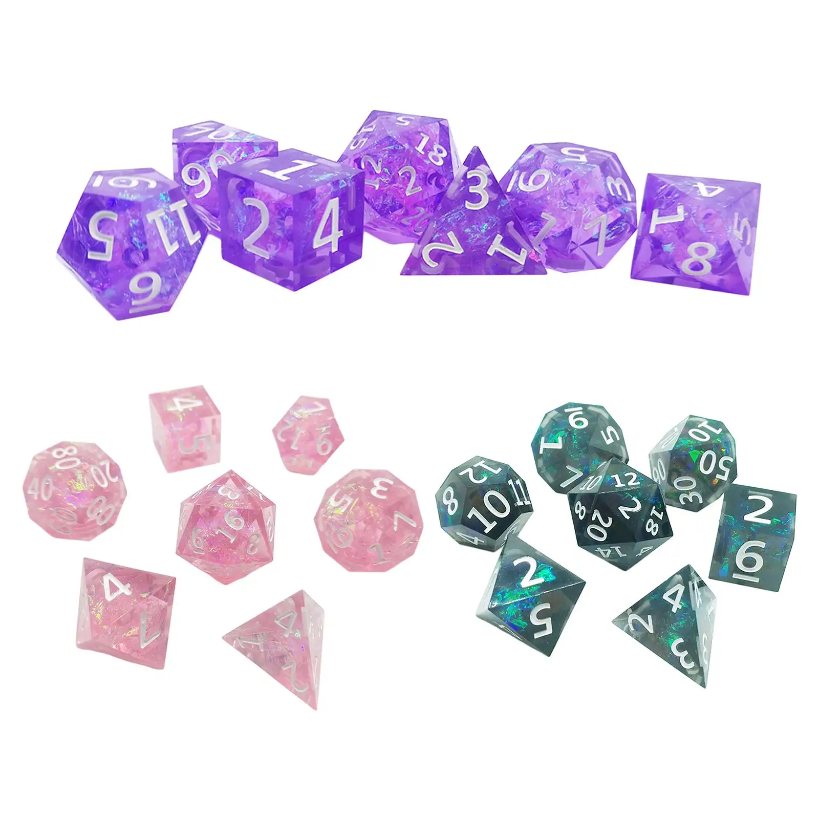 7/Set Polyhedral Set of D8 D10 D12 D20 Solid Multi Sided for Role Playing Game Tabletop RPG DND Game