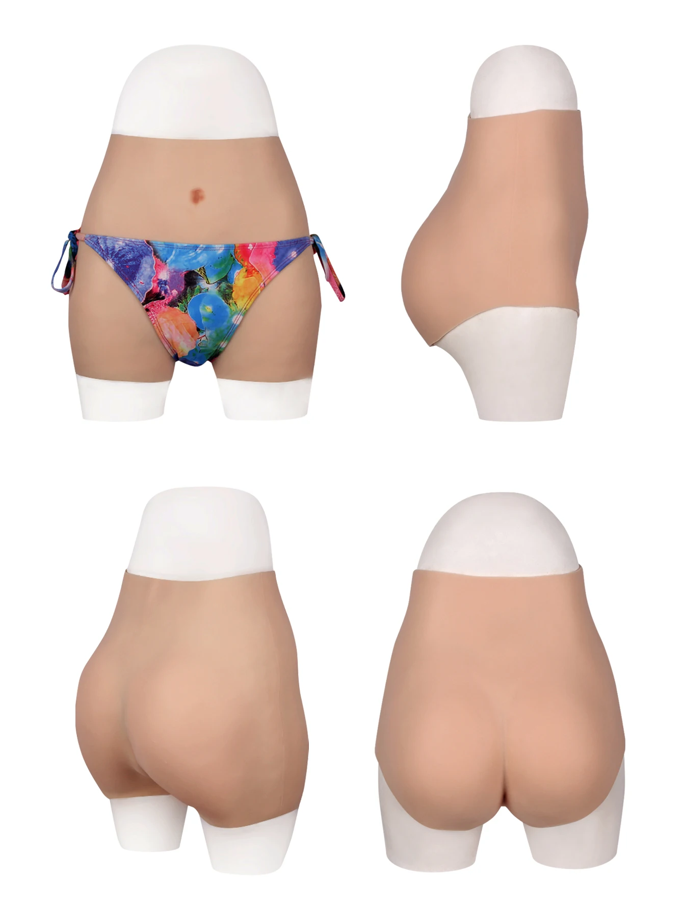 Silicone Pants Fake Butt Pants Hip Enhancer Boxer Shorts Panties with Catheter for Crossdresser Transgender Drag Queen