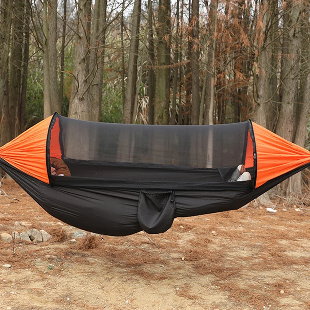 

Hiking Camping Hammock with Mosquito Net - Lightweight and Portable Nylon Swing Bed for Outdoor Travel Hanging Hammocks Folding